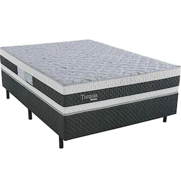 Cama Box de Casal Biflex Turquia com Molas Pocket e Pillow Inn 69x138x188cm Branco com Grafite