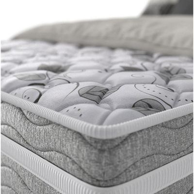 Cama Box de Casal Probel Century D28 com Molas Pocket e Pillow Euro 70x138x188cm Branco com Cinza