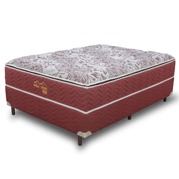 Cama Box Casal Gold Luxo com Molas Ensacadas 71x138x188cm Softflex Vermelho Cama Box Casal Gold Luxo com Molas Ensacadas 71x138x188cm Softflex Vermelho