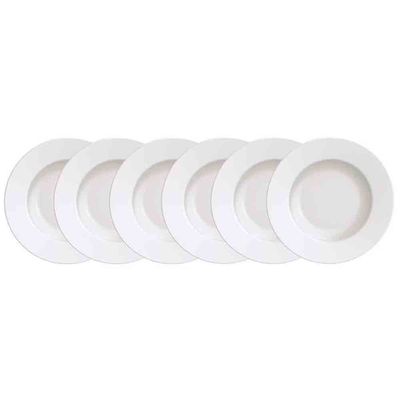 Conjunto com 6 Pratos de Sobremesa Tramontina Maria Augusta em Porcelana 21 cm Branco