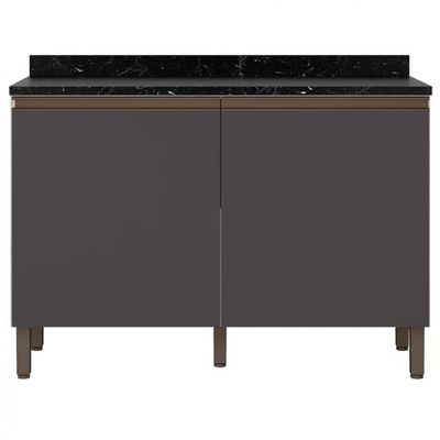 Balcão Jaspe com 2 Portas e 1 Prateleira 120,1cm de largura Bartira Freijo e Grafite