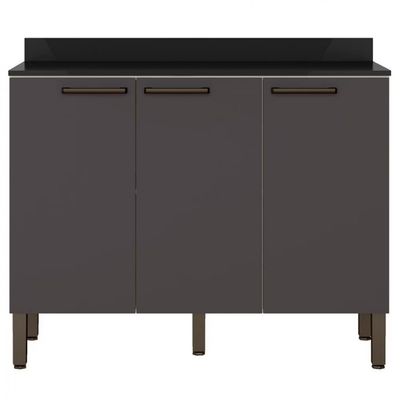 Balcão Triplo Veneza com 3 Portas e 1 Prateleira 108,4cm de largura Bartira Freijo e Grafite