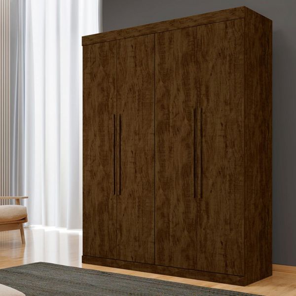 Armário Benetil Nobre 100 MDF com 4 Portas, 4 Gavetas, 11 Prateleiras Avelã Ipê