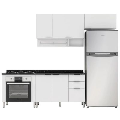 Cozinha Compacta Rubi com 5 Portas 3 Gavetas Bartira Branco