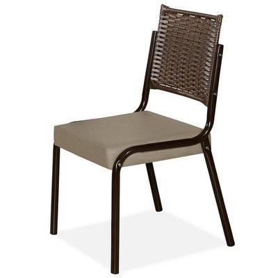Mesa de Jantar Aço Nobre Kansas com 6 Cadeiras Marrom