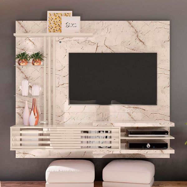 Painel Home Madetec Cross com 2 Portas para TV de Até 55 Polegadas Calacata/Off White