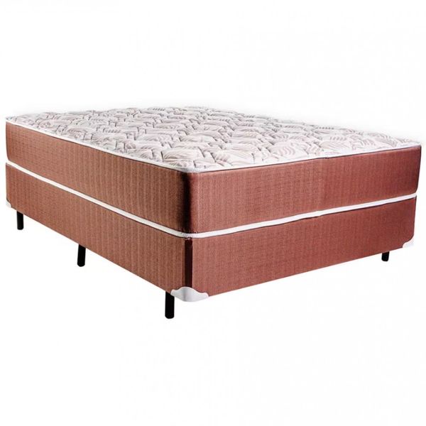 Cama Box Queen Size Luckspuma Granada Maxi com Molas Ensacadas e Pillow Inn 64x158x198cm Rústico Marrom/Branco