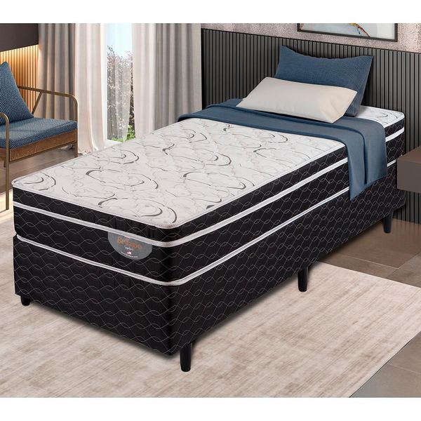Cama Box Solteiro Apolo Spuma Bellagio com Molas Superlastic 62x88x188cm Preto Cama Box Solteiro Apolo Spuma Bellagio com Molas Superlastic 62x88x188cm Preto