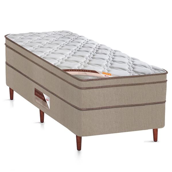 Cama Box Solteirão Castor Revolution com Molas Ensacadas 66x100x200cm Branco com Bege