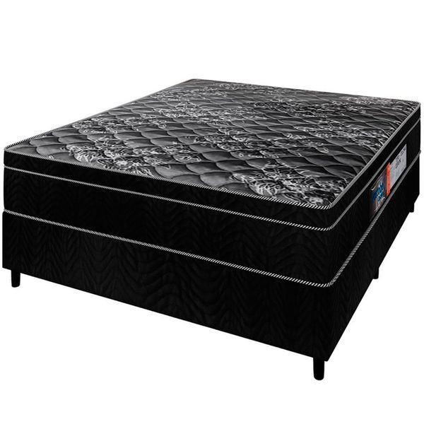 Cama Box de Casal e Colchão de Casal Portobel Diplomata Orthopedic Preto