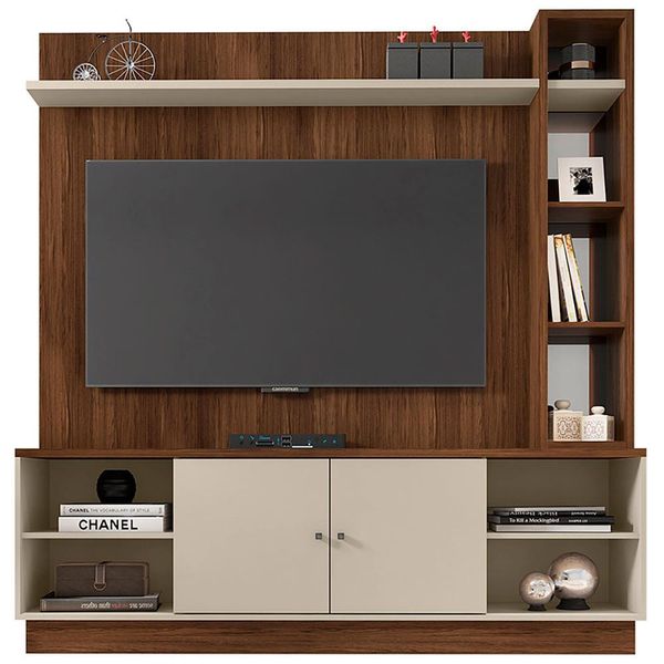 Estante Home Caemmun Pilar para TV de até 65 Polegadas Wengue com Off White
