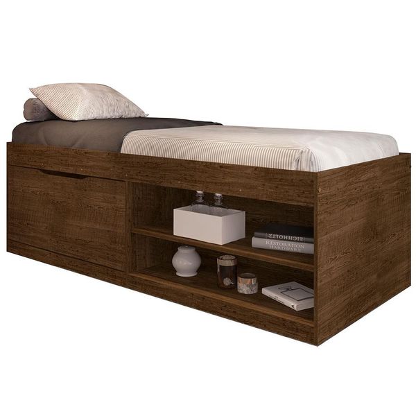 Cama Box de Solteiro Framar Vanessa com Sapateira e Prateleira Malbec Cama Box de Solteiro Framar Vanessa com Sapateira e Prateleira Malbec