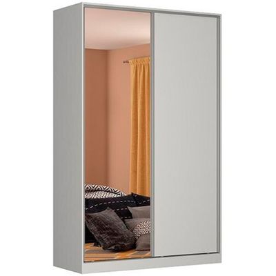 Guarda-Roupa Moon com Espelho 2 Portas de Correr 3 Gavetas e 6 Prateleiras Nova Mobile Branco