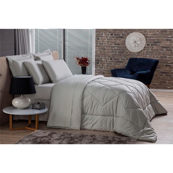 Jogo de Cama Solteiro Plumasul Premium Gold 230 Fios 3 Peças Caqui