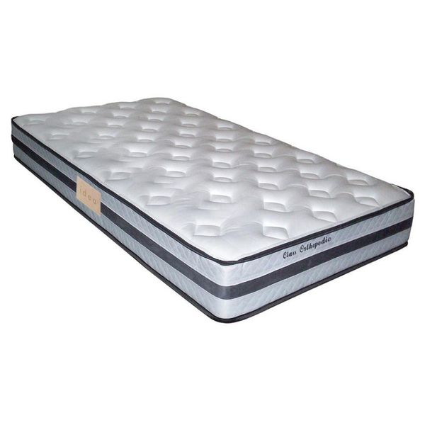 Colchão Solteiro Herval Class Orthopedic com Pillow Top One Side e Molas Bonnel 24x88x188cm Branco com Cinza Colchão Solteiro Herval Class Orthopedic com Pillow Top One Side e Molas Bonnel 24x88x188cm Branco com Cinza
