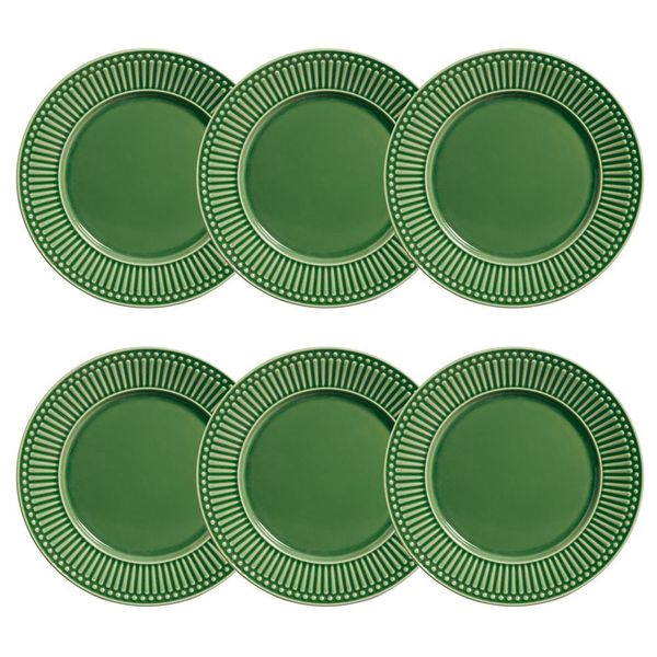 Pratos Rasos Roma Sálvia 6 Peças Porto Brasil Verde
