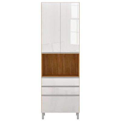 Cozinha Completa Amazonita com 8 Portas 6 Prateleiras e 3 Gavetas Bartira Damasco com Branco