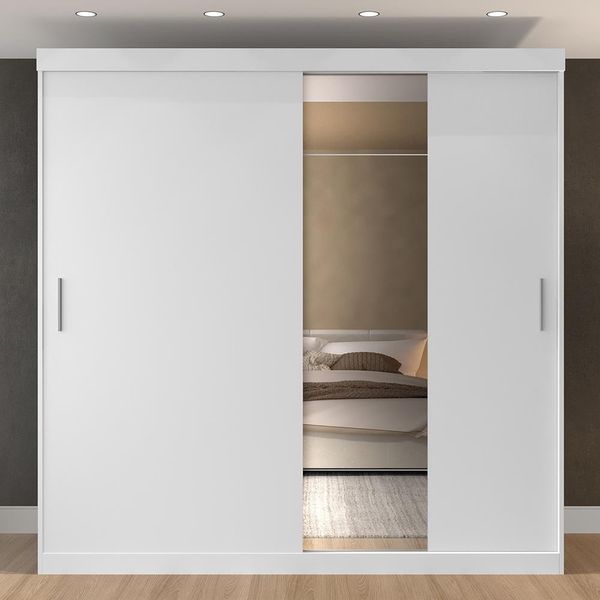 Guarda-Roupa Fama Verona 2 Portas 2 Gavetas 4 Prateleiras e 1 Espelho Branco Guarda-Roupa Fama Verona 2 Portas 2 Gavetas 4 Prateleiras e 1 Espelho Branco