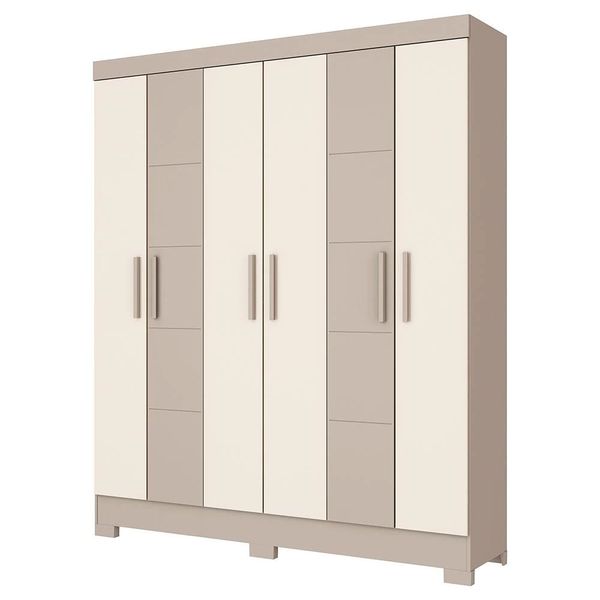 Guarda-Roupa Henn Chade com 6 Portas, 2 Gavetas e 5 Prateleiras Cristal e Off White Guarda-Roupa Henn Chade com 6 Portas, 2 Gavetas e 5 Prateleiras Cristal e Off White