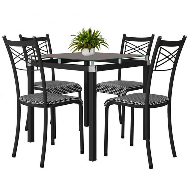 Mesa de Jantar com 4 Cadeiras Quadri Artefamol Preto Mesa de Jantar com 4 Cadeiras Quadri Artefamol Preto