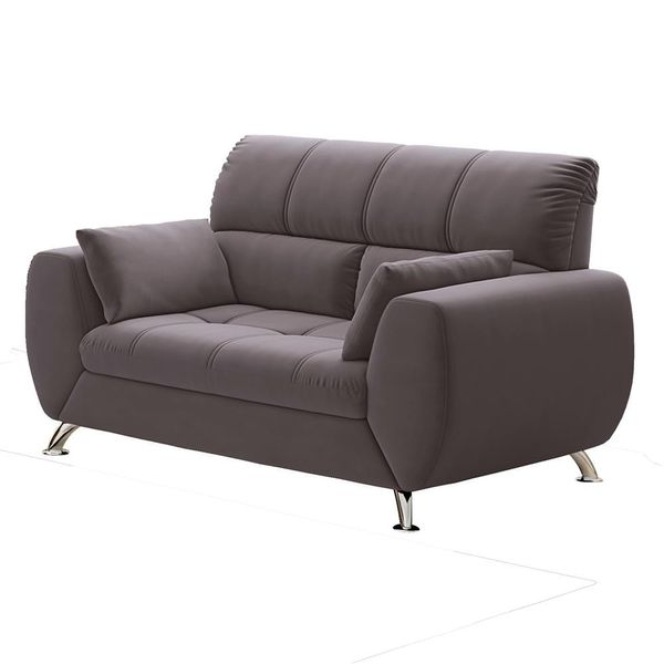 Sofá 2 Lugares Bélgica em Tecido Suede com 2 Almofadas Linoforte Concreto Sofá 2 Lugares Bélgica em Tecido Suede com 2 Almofadas Linoforte Concreto