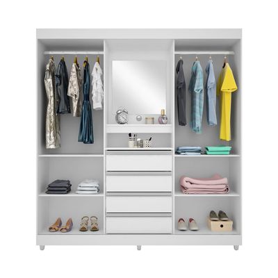 Guarda Roupa Fortaleza II com 2 Portas de Correr e 4 Gavetas Bartira Branco