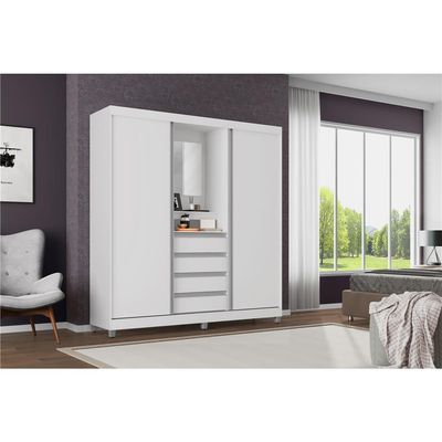 Guarda Roupa Fortaleza II com 2 Portas de Correr e 4 Gavetas Bartira Branco