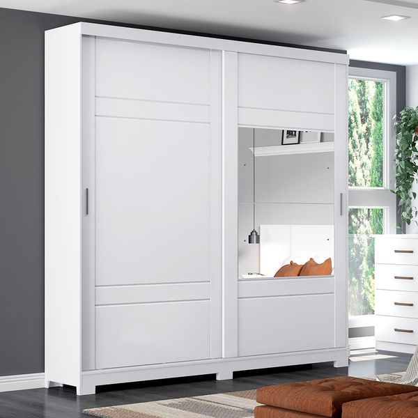 Guarda-Roupa Henn Callun Flex com 2 Portas 3 Gavetas e 5 Prateleiras Branco com Rosa Chá Guarda-Roupa Henn Callun Flex com 2 Portas 3 Gavetas e 5 Prateleiras Branco com Rosa Chá