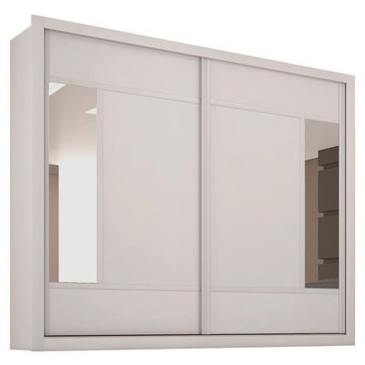 Guarda Roupa Triunfo Flex com 2 Portas de Correr e Espelho Móveis Europa Branco com Nogueira