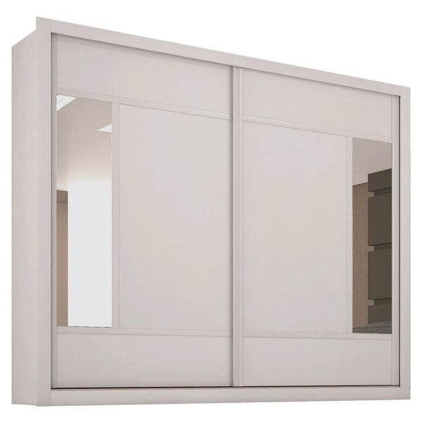 Guarda Roupa Triunfo Flex com 2 Portas de Correr e Espelho Móveis Europa Branco com Nogueira