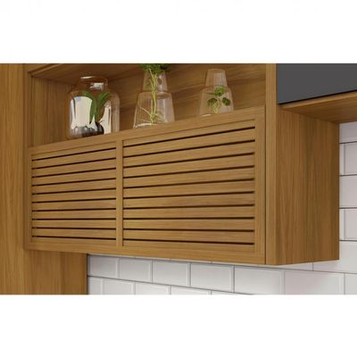 Cozinha Completa em MDF Nesher Princesa com 6 Portas 4 Gavetas e 12 Prateleiras Freijo e Grafite