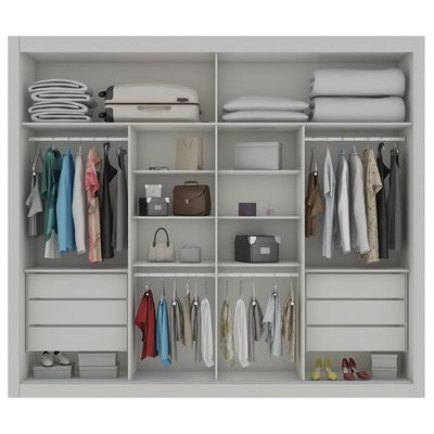 Guarda Roupa Triunfo Flex com 2 Portas de Correr e Espelho Móveis Europa Branco com Nogueira