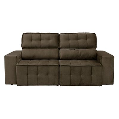 Sofá 4 Lugares Falconi com Assento Retrátil e Encosto Reclinável 219 cm Luizzi Tabaco