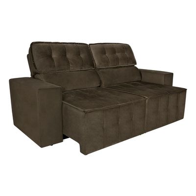 Sofá 4 Lugares Falconi com Assento Retrátil e Encosto Reclinável 219 cm Luizzi Tabaco