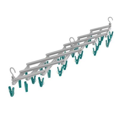 Mini Varal Extensível FlashLimp LAV3802 com 29 Prendedores em Plástico Cinza com Verde