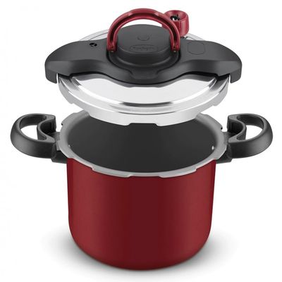 Panela de Pressão 4,5 L Rochedo Clipso Fechamento Externo em Alumínio com Revestimento Antiaderente e 5 Sistemas de Segurança Vermelho