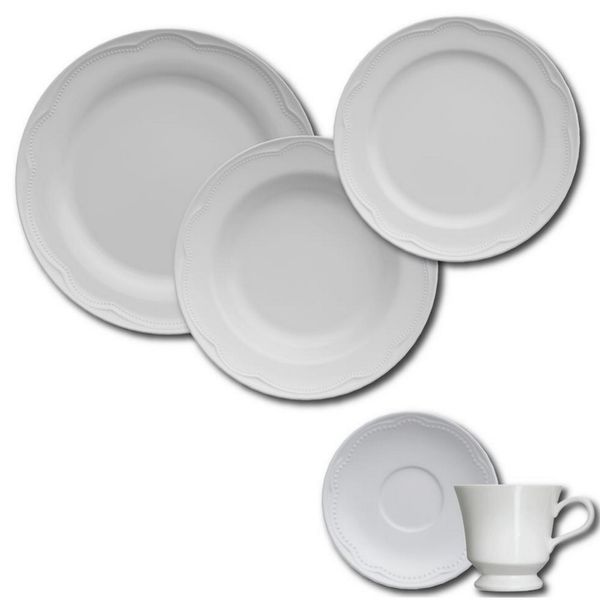 Aparelho de Jantar, Chá e Sobremesa 30 Peças Germer Cottage em Porcelana Branco Aparelho de Jantar, Chá e Sobremesa 30 Peças Germer Cottage em Porcelana Branco