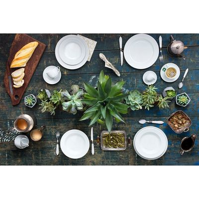 Aparelho de Jantar, Chá e Sobremesa 30 Peças Germer Chevron em Porcelana Branco