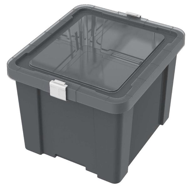 Caixa Organizadora em Polipropileno Tramontina Office 92551/007 com Tampa 30 L Grafite Caixa Organizadora em Polipropileno Tramontina Office 92551/007 com Tampa 30 L Grafite