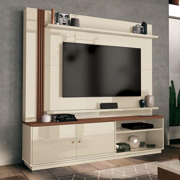 Estante Home EDN Maia para TV de Até 65 Polegadas Off White com Naturale Estante Home EDN Maia para TV de Até 65 Polegadas Off White com Naturale
