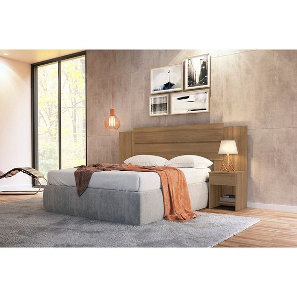 Cabeceira para Cama Box Casal Demóbile Luna com 2 Mesas Amendola