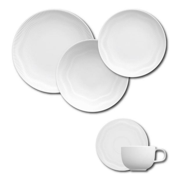 Aparelho de Jantar, Chá e Sobremesa 30 Peças Germer Shell em Porcelana Branco Aparelho de Jantar, Chá e Sobremesa 30 Peças Germer Shell em Porcelana Branco