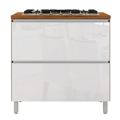 Balcão para Cooktop 5 Bocas Amazonita 1 Porta 1 Gaveta Bartira Damasco