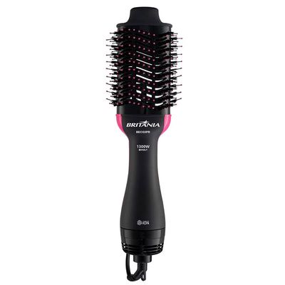 Escova Secadora Britânia BEC02PR Cabo Giratório Bivolt 1300W Preto e Rosa