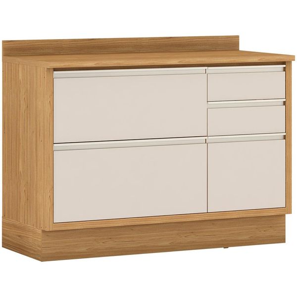 Balcão Lisboa com 1 Porta 4 Gavetas e 1 Prateleira Itatiaia Freijó com Off White Balcão Lisboa com 1 Porta 4 Gavetas e 1 Prateleira Itatiaia Freijó com Off White