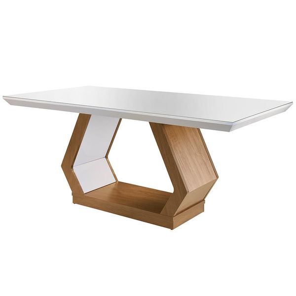 Mesa de Jantar Rufato Alvorada com Tampo de MDF 180x90 Imbuia com Off White