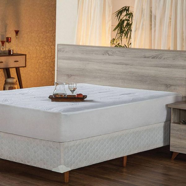 Protetor para Colchão Solteiro Plumasul Impermeável de Viscose de Bambu Branco