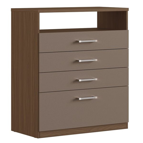 Cômoda Herval Lagos com 4 Gavetas Nogueira com Fendi Cômoda Herval Lagos com 4 Gavetas Nogueira com Fendi