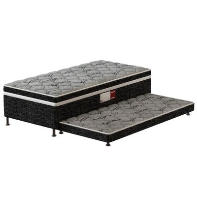 Cama Box Conjugada Solteiro Pelmex Platinum com Cama Auxiliar 43x88x188cm Preto com Cinza