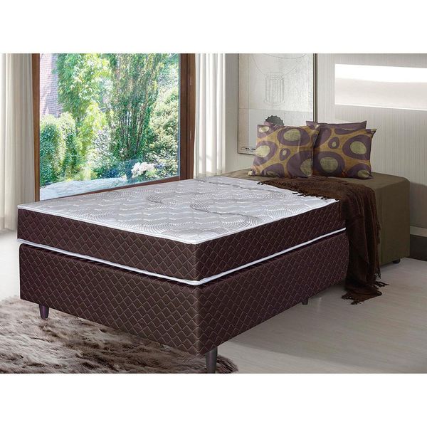 Cama Box Solteiro Umaflex Orleans com Molas Ensacadas 58x88x188cm Marrom com Branco
